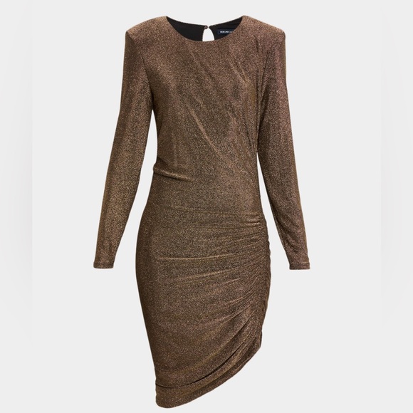 Veronica Beard Cyrus Ruched Metallic Long-Sleeve Dress